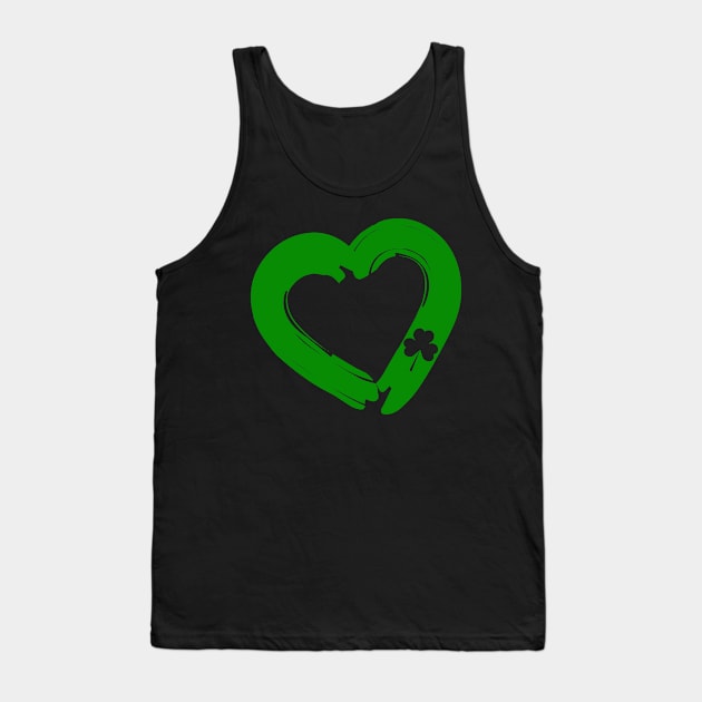 St. Patrick’s Day Big Heart with Shamrock Cutout Tank Top by Scarebaby